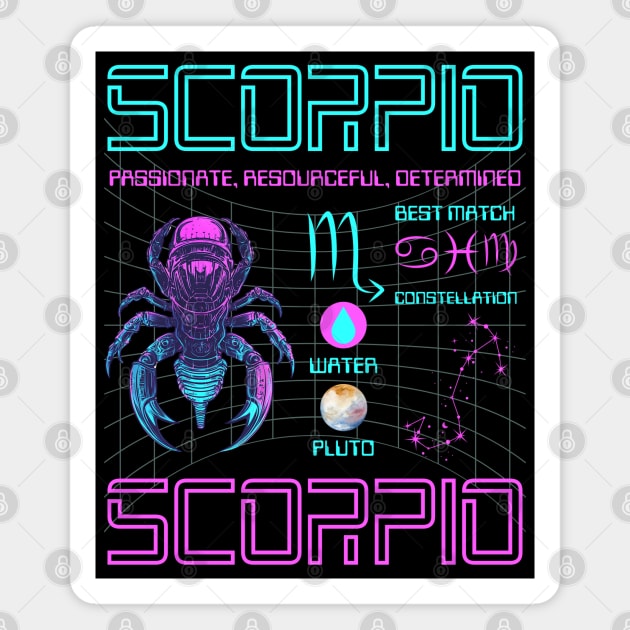 Scorpio Cyberpunk Zodiac Sci-Fi Design Magnet by TuncGK